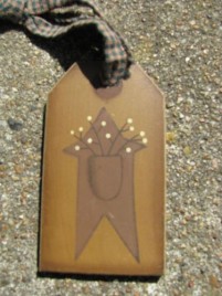 Primitive 31599R- Star Wood Gift Tag