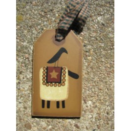 Primitive 31599S- Sheep Crow Wood Gift Tag Primitive 31599S- Sheep Crow Wood Gift Tag