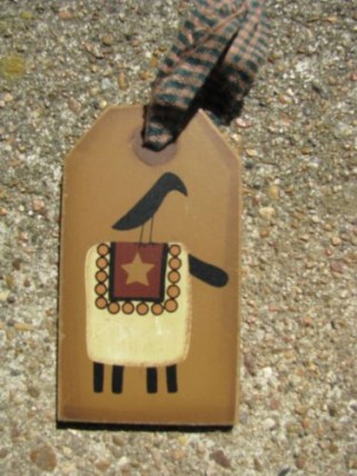 Primitive 31599S- Sheep Crow Wood Gift Tag Primitive 31599S- Sheep Crow Wood Gift Tag