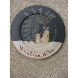  Primitive Wood Snowman Plate 31669- Wish Upon a Star  