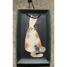 Primitive Wood Cat Plate 31720B - Black Cat   Primitive Wood Cat Plate 31720B - Black Cat