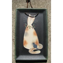 Primitive Wood Cat Plate 31720B - Black Cat  