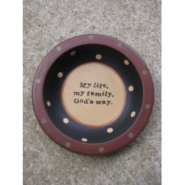 Primitive Wood Bowl 32056M-My Life My Family God's Way Primitive Wood Bowl 32056M-My Life My Family God's Way