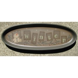 Wood Oval Plate 32180W - Snowman Winter 
