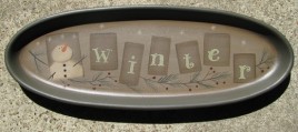 Wood Oval Plate 32180W - Snowman Winter 