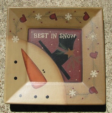 32180BS - Best in Snow snowman wood plate 