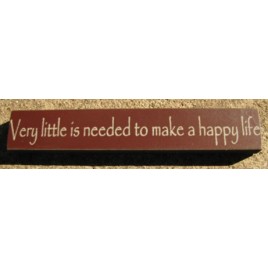 32321VM - Very Little is Needed to make a happy home  mini wood block 