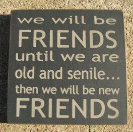 32362FB-We will be friends until we are old and senile...then we will be new friends wood block 