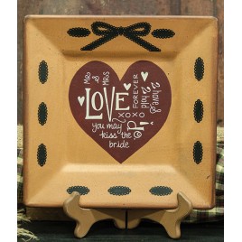 Primitive Wood Plate 32669 Love And Ribbon  