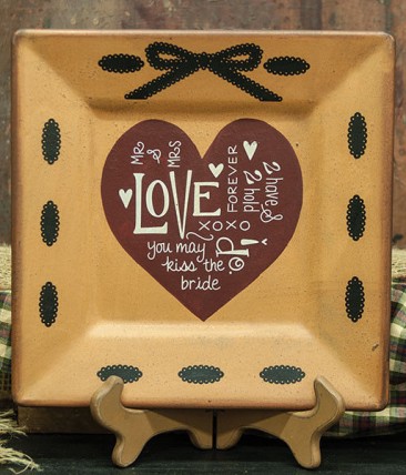 Primitive Wood Plate 32669 Love And Ribbon Primitive Wood Plate 32669 Love And Ribbon