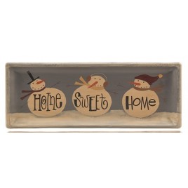 Wood Plate 32844B - Home Sweet Home Snowman Plate 