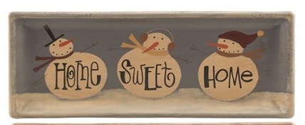 Wood Plate 32844B - Home Sweet Home Snowman Plate 