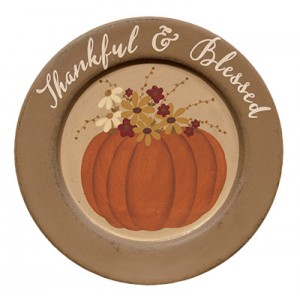Primitive Wood Plate - Thankful & Blessed 