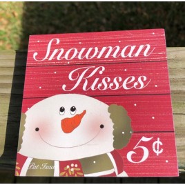 34189SK - Snowman Kisses Wood Block 