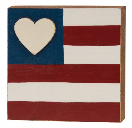 Heart Flag Square Block Heart Flag Square Block