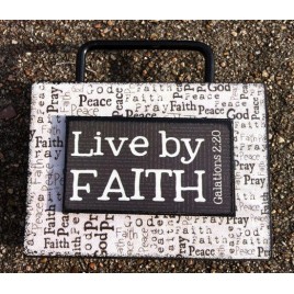 Primitive Wooden Box Sign 36747LF - Live By Faith Galations 2:20