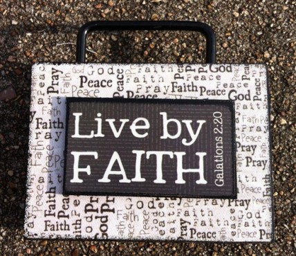 Primitive Wooden Box Sign 36747LF - Live By Faith Galations 2:20 Primitive Wooden Box Sign 36747LF - Live By Faith Galations 2:20