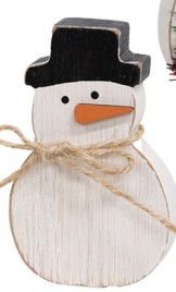 Distressed Wood Snowman with scarf - jute Shelf sitter 37321