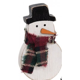 Distressed Wood Snowman with scarf - plaid Shelf sitter 37321C Distressed Wood Snowman with scarf - plaid Shelf sitter 37321C