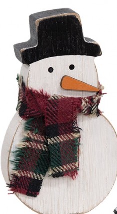Distressed Wood Snowman with scarf - plaid Shelf sitter 37321C Distressed Wood Snowman with scarf - plaid Shelf sitter 37321C