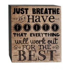 Primitive Wood Box Sign  38279J Just Breathe 