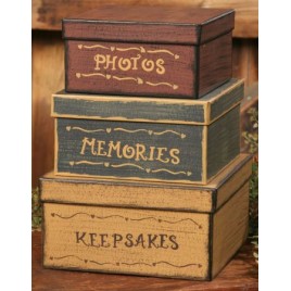 3B1304-Photos Memories Keepsakes set of 3 nesting boxes 