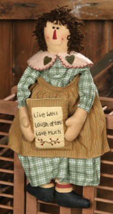 3D6048-Live Well Love Much Laugh Often Primitive Doll 3D6048-Live Well Love Much Laugh Often Primitive Doll