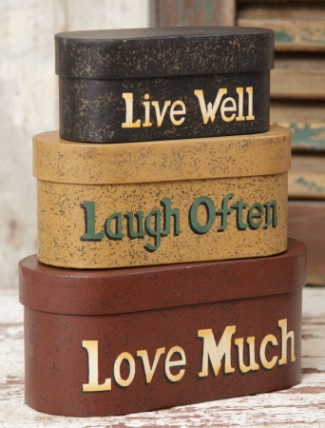 3B1124-Live Laugh Love set of 3 nesting boxes 