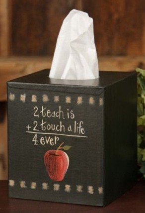 Primitive Tissue Box Cover TB312- 2 Teach is 2 A Touch Paper Mache' Primitive Tissue Box Cover TB312- 2 Teach is 2 A Touch Paper Mache'
