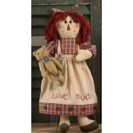 40888- Red Cherkered Doll Girl w/bear