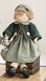 41384 Sitting Girl Green Plaid Dress 