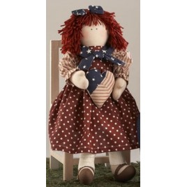 Cloth Primitive Doll 41408-Americana Doll Girl w/hear