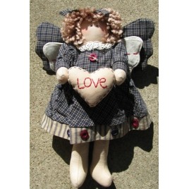 Primitive Decor  41890BL - Blue Plaid Love Angel 