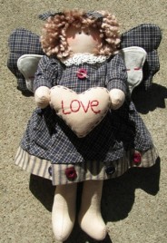 Primitive Decor  41890BL - Blue Plaid Love Angel 