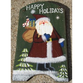 41974HH - Happy Holidays Santa Wood Sign 