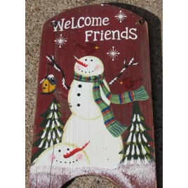 41974WF - Welcome Friends Snowman wood sign 