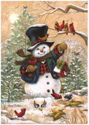 4263WFNB Snowman Winter Friends Garden Flag 4263WFNB Snowman Winter Friends Garden Flag