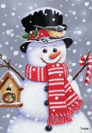 4343SBGF - Snowman Birdhouse Garden Flag