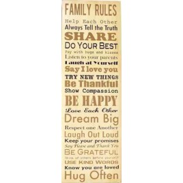 45280C - Family Rules Black wood sign 
