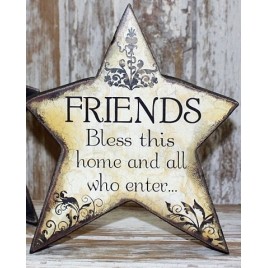 45366F - Friends Bless this Home and all who Enter Wood Standing Star 45366F - Friends Bless this Home and all who Enter Wood Standing Star