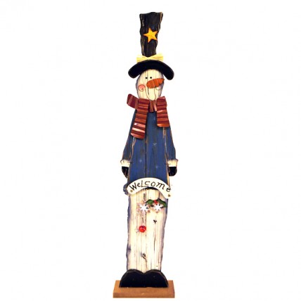 Wood Snowman on Base 47030S - Tall Skinny Snowman Wood Snowman on Base 47030S - Tall Skinny Snowman