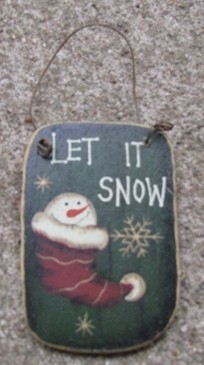  47069litq - Let is Snow Square Wood Ornament