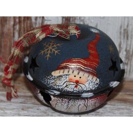 Santa Blue Bell Metal Christmas Ornament
