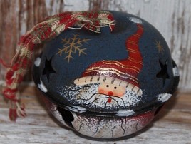 Santa Blue Bell Metal Christmas Ornament