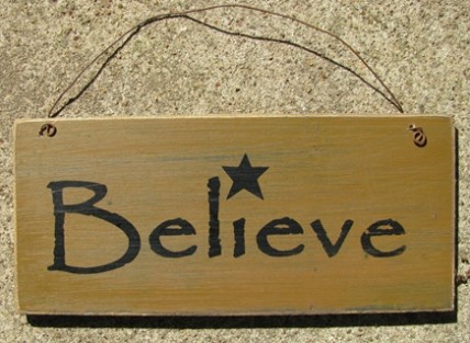 D4874B - Believe Mustard Gold wood sign D4874B - Believe Mustard Gold wood sign