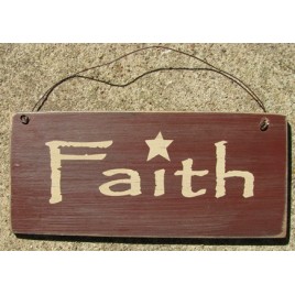 D4874F - Faith Wood Primitive Sign 