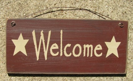 D4874W - Welcome Sign Burgundy wood sign D4874W - Welcome Sign Burgundy wood sign