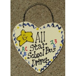 Teacher Gifts  5015 All Star School Bus Driver Wood Heart 