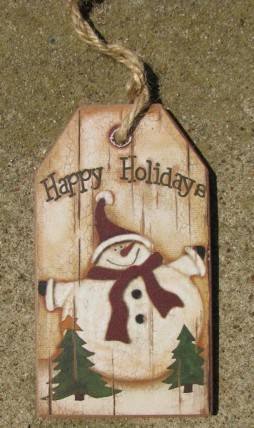 52082JS - Snowman Wood Gift Tag with Happy Holidays 52082JS - Snowman Wood Gift Tag with Happy Holidays