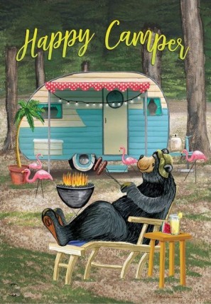 Happy Camper Bear Garden Flag 5047 Happy Camper Bear Garden Flag 5047